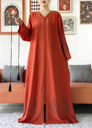 Elegant Women's Party Dress Chiffon Loose Open Zipper Abaya Muslim Islamic Clothing Cardigan Style for Special Occasions