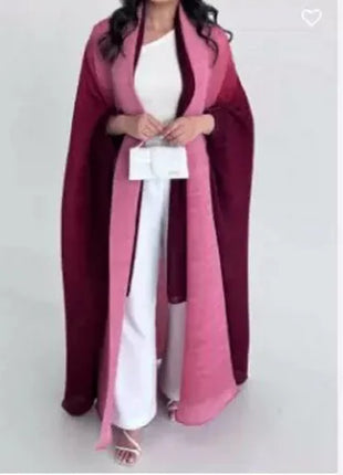 Wind Coat for Women 2024 Autumn New Style Gradient Color, Plus Fat and Enlarged Bat Sleeves, Scarf Style Long Outerwear