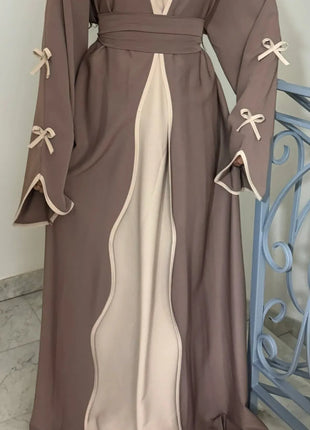 Eid Bow Abaya Women Cardigan Dress Muslim Party Caftan Robe Jalabiya Morocco Dubai Kaftan Islam Vestidos Largos Ramadan 2025