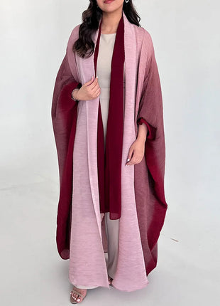 Wind Coat for Women 2024 Autumn New Style Gradient Color, Plus Fat and Enlarged Bat Sleeves, Scarf Style Long Outerwear