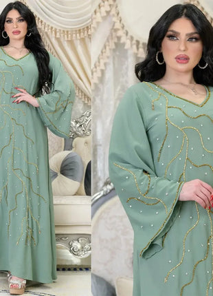 Caftan Eid Elegant Muslim Women Dress Ramadan Party Dubai Abaya Turkey Islam Long Evening Dresses Musulmane Elegant Vestidos