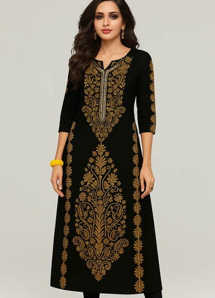 Muslim Dress Kurt Women's Fashionable And Elegant Straight Tube Casual Round Neck Colorful Peacock Pattern Dress Abiti Lunghi