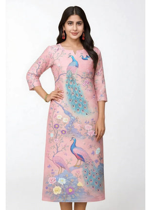 Muslim Kurt Women's Fashionable And Comfortable Dress With Peacock Straight Tube And A Variety Of Vacation Styles
