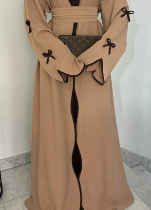 Eid Bow Abaya Women Cardigan Dress Muslim Party Caftan Robe Jalabiya Morocco Dubai Kaftan Islam Vestidos Largos Ramadan 2025