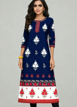 Muslim Kurt Flowers Women's Fashion Comfortable National style Straight Casual Ethnic Vestidos Slit hem Abito Donna