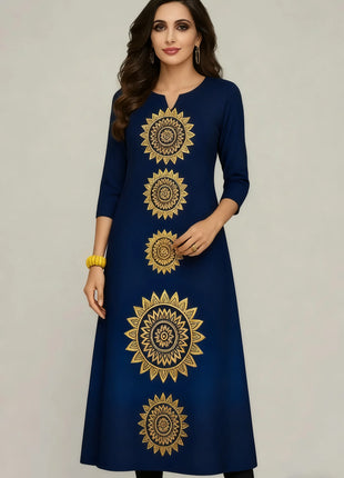 Dress Kurt Women's Fashionable And Elegant National Style Straight Tube Casual Round Neck Colorful Elephant Pattern Dress
