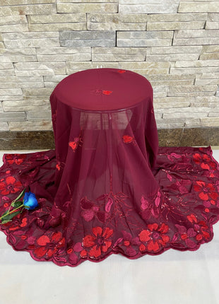 New Muslim Ramadan Scarf  Femme Musulman Foulard Hijabs For Woman African Islam Dubai Chiffon Sequins Embroidery Scarf Shawl