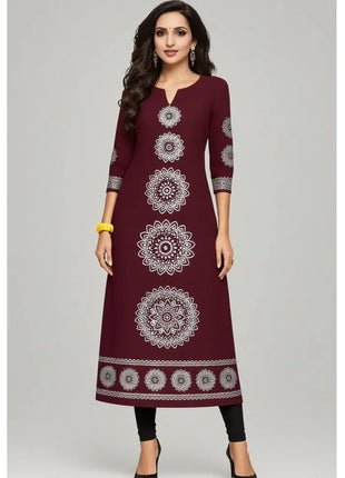 Muslim 2026 Dress Kurt Women's Fashionable And Elegant Long Sleeved Straight Tube Casual Round Neck Colorful Pattern Noble Skirt