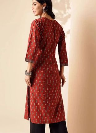 Indian Women's Ethnic Style Pure Cotton Printed Seven Quarter Sleeve Top