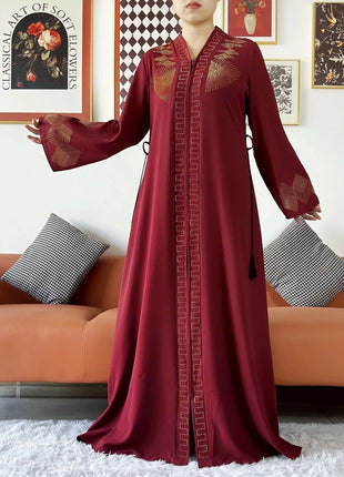 New Women Elegant Dress Chiffon Open Abaya with Zipper Muslim Women Dress Islamic Clothing Cardigan Abaya Women Muslim Dress