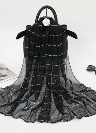 1PCS Spring and Autumn Women's High Elasticity sequin Chain Scarf, Wick Silk Long Scarf, Indian Scarf, Slide Silk Scarf