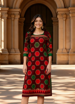 Muslim Kurtta Women's Casual Fashion Dress National style Straight Tube Casual Turkish Abaya Kaftan Moroccan Slit hem Robe