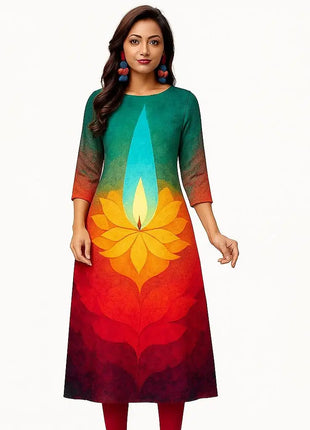 Muslim Women Kurtta Casual Fashion Dress Straight Tube Casual Ethnic Peacock Mandarin National Style Regular Women Turkish Abaya