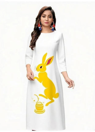 Muslim Kurtta Women's Fashionable Comfortable Kurt Dress 2026 Straight Tube Slit hem Casual Ethnic Middle Eastern Arabic Dress