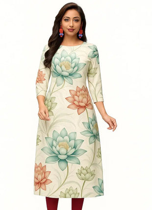 Muslim Women Kurt Casual Dress Slit hem Straight Casual Ethnic Turkish Abaya Mandarin Flowers Regular Size 3D Design Suitable
