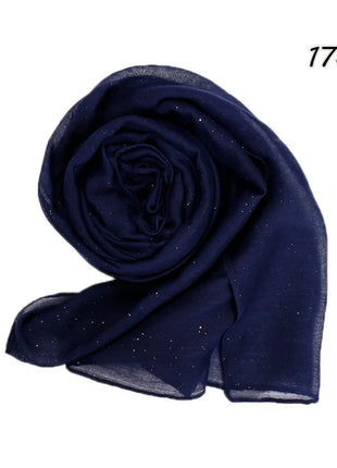 Shimmer Glitter Cotton Viscose Hijab Scarves For Women Muslim Long Shawls Headscarf Wraps Solid Headbands Stole Bufandas Turbans