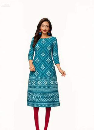 Muslim Dress Kurt Women's Fashionable Elegant Straight Tube Casual Flowers Color Elephant Pattern Abito Donna Musulmana Slit hem