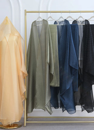 Middle Eastern Islamic Three-Piece Clothing for Women Ramadan Muslim Modest Abaya Dress with Hijab 2025 New Turkey Kaftan Robe