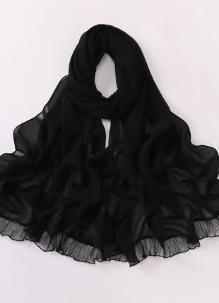 Muslim Lace Chiffon Scarf Hijabs for Women Luxury Ramadan Headscarf Shawl Solid Full Cover Headband Female Jersey Head Wraps