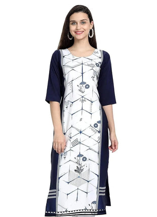 Muslim Kurtta Women's Casual Fashion Dress National Style Straight Tube Casual Ethnic Abito Donna Musulmana Slit hem