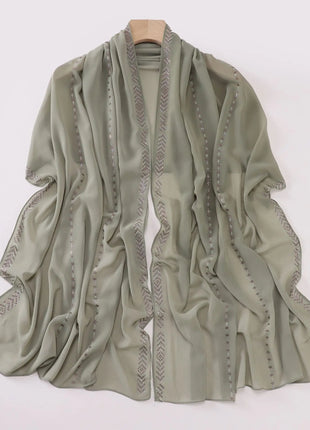 Hot Diamond Pearl Chiffon Hijabs for Women Muslim Fashion Long Shawl Head Wrap for Women Turbans for Women Ramadan Turban Femme