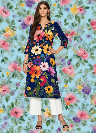Muslim Dress Kurt Women's Fashionable And Elegant Long Sleeved Straight Tube Casual Flowers Color Pattern Abaya Luxury