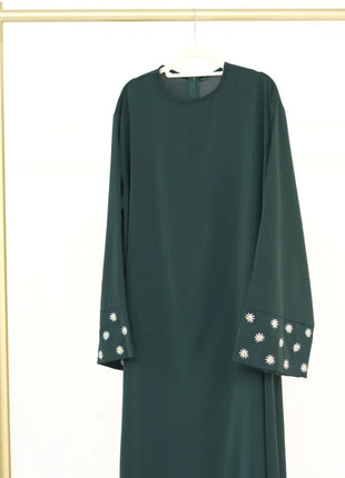 2024 Daisy Embroidery Muslim Modest Dress for Women Eid Saudi Arabia Dubai Abaya Luxury Islam Turkey Holiday Party Jalabiya Robe