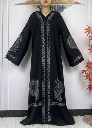 2024 Muslim Sets Women Party Dress Dubai Long Sleeve Diamonds Dashiki Islam Women Chiffon Comfort Fabric African Tradition Abaya