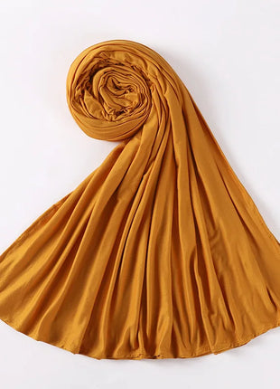 Muslim Plain Cotton Jersey Hijab Scarf Solid Color With Good Stitch Stretchy Soft Turban Head Wraps Shawl Foulard Femme