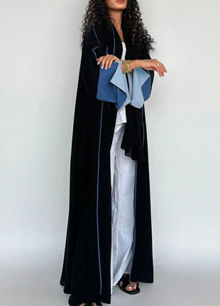Middle Eastern Loose Abaya Muslim Full Sleeve Open Front Abayas Elegant Kaftans Women Jilbabs Arabian Islamic Maxi Dresses