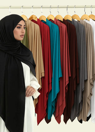 145*145cm Large Size Jersey Modal Square Scarf Stretchy Muslim Instant Hijab Layer Khimar Eid Islamic Women Prayer Headscarf