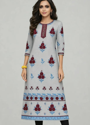 National style Women's Kurtta Casual Fashion Dress Slit hem Kurtta Tube Casual Ethnic Abito Donna Musulmana Girls Prayer Dress