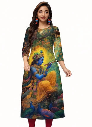 Muslim 2026 Dress Kurt Women Fashionable And Elegant National Style Straight Tube Casual Slit hem Colorful Pattern Noble Skirt
