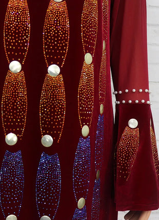 African Party Dresses For Women 2025 Elegant Beading Sequins Velvet Maxi Dress African Clothes Robe Africaine Femme High Quality