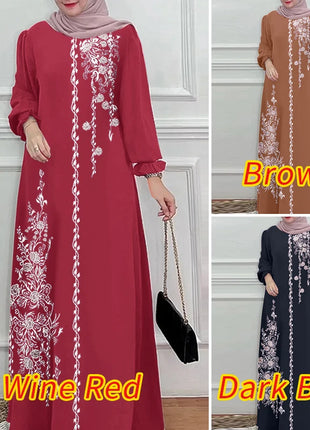 Autumn Muslim Dresses Vintage Dubai Turkey Abaya Hijab Sundress ZANZEA Women Bohemian Floral Printed Long Dress Robe Femme 2025