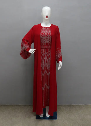 2024 Dubai Abaya Autumn Fashion Muslim Long Sleeve V-neck Party Evening Maxi Dress Kaftan clothes for Muslim Dress Women Outfits