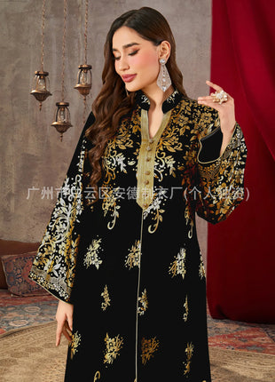 Eid Muslim Dress Women Party Abaya Print Ramadan Dresses Arab Long Robe Morocco Dubai Kaftan Islam Vestidos Jalabiya 2025