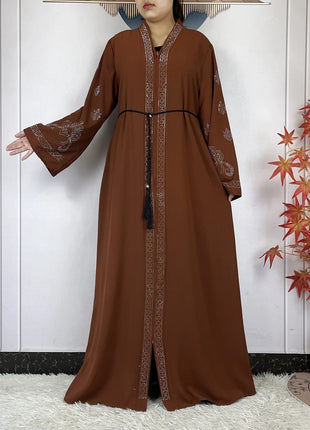 New Dubai Style Women Elegant Dress Long Sleeves Open Abaya Muslim Women Dress Islamic Clothing Casual Abaya Women Muslim Dress