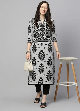 National style Muslim Women Kurtta Casual Dress Long Sleeve Straight Casual Ethnic Mandarin 3D Design Suitable Caftan Femme