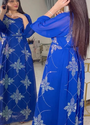 Eid Morocco Party Dress Women Muslim Abaya Diamond Ramadan Chiffon Dubai Abayas Kaftan Elegant Robe Vestidos Turkey Gown 2023