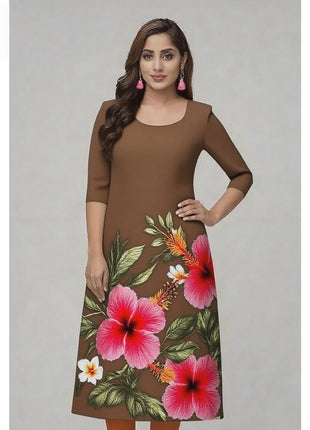 Muslim Kurtta Women's Casual Fashion Dress National Style Straight Tube Casual Ethnic Flower Robe Arabe Femme Modest Slit hem
