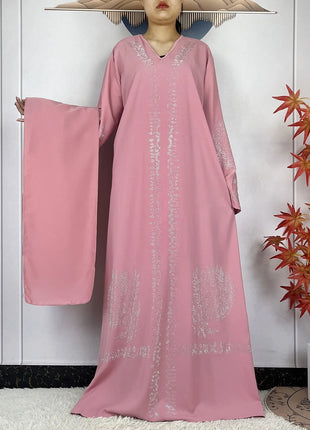 2024 Muslim Sets Women Party Dress Dubai Long Sleeve Diamonds Dashiki Islam Women Chiffon Comfort Fabric African Tradition Abaya