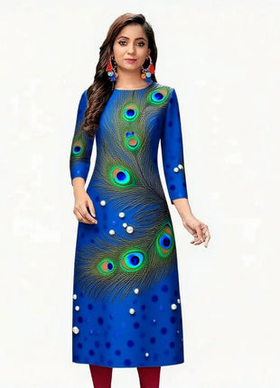 Muslim Peacock Casual Fashionable Kurt Dress Tube Ethnic Moroccan Takchita Dress Turkish Abaya Robe Longue Femmes Slit hem