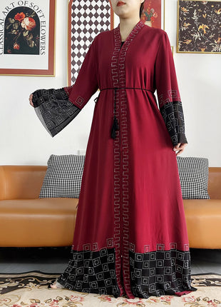2024 Summer Women Elegant Dresses Dubai Party Outfits Long Sleeve Chiffon Dashiki Muslim Women Robe Open African Abaya Clothing