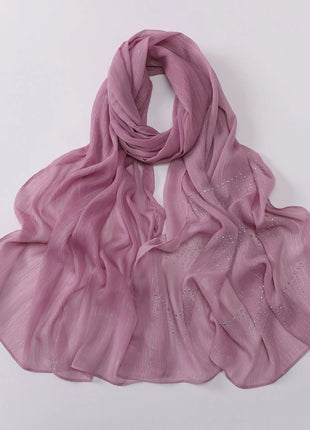 Luxury Rhinestone Chiffon Hijabs Woman Muslim Scarf Shawls Solid Lady Party Shawl Wraps Islamic Turban Female Headscarf Ramadan