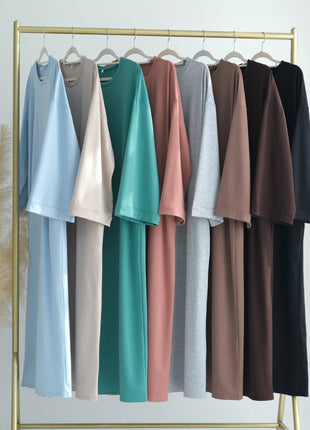 2024 New Modest Dress Solid Color Inner Dresses Muslim Women Dubai Abaya Eid Ramadan Islam Clothing Turkey Arabic Robe