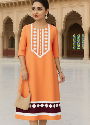 Women's Fashionable And Elegant Muslim Kurtta Straight Tube Casual Comfortable Dress 2026 Abito Donna Musulmana Slit hem