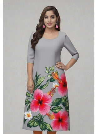 Muslim Kurtta Women's Casual Fashion Dress National Style Straight Tube Casual Ethnic Flower Robe Arabe Femme Modest Slit hem