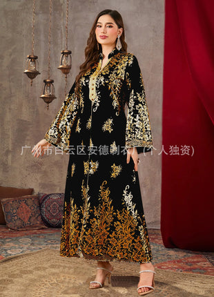 Eid Muslim Dress Women Party Abaya Print Ramadan Dresses Arab Long Robe Morocco Dubai Kaftan Islam Vestidos Jalabiya 2025
