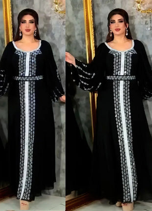 Abaya Muslim Women Party Dresses Chiffon Sequins Jalabiya Ramadan Eid Morocco Islam Sashes Vestidos Arab Long Robe Dubai Kaftan
